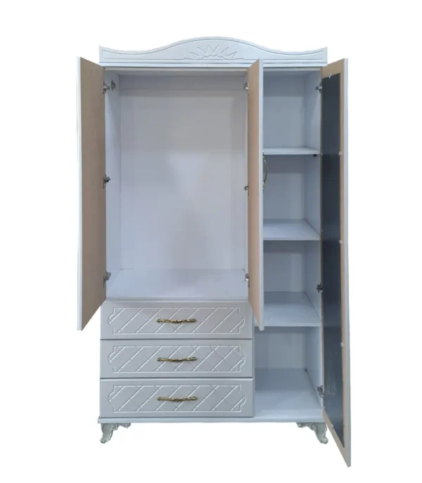 کمد 3 درب و کشو وکیوم مدل NZK-3007 رنگ سفید